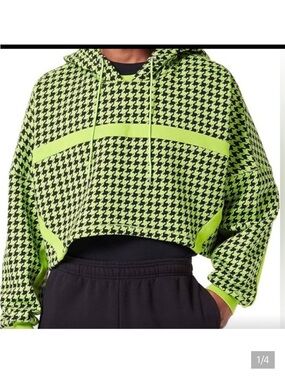Adidas X Ivy Park Halls of Ivy Allover Print Cropped Hoodie in Green - S